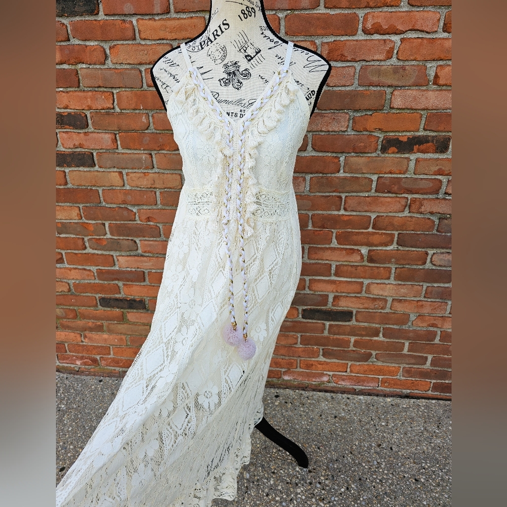 New Amellia Ivory Lace Bohemian Midi Swing Dress – Size S (M Fit) 🌿✨ - Picture 7 of 15